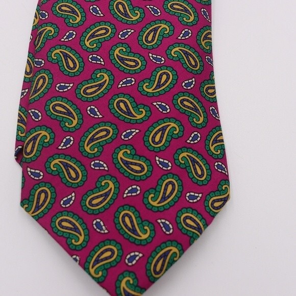 Ted Lapidus Luxury Silk Tie Vintage Red Paisley Designer Necktie - Picture 1 of 7